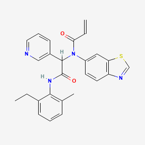 molecular formula C26H24N4O2S B13546190 N-(1,3-benzothiazol-6-yl)-N-{[(2-ethyl-6-methylphenyl)carbamoyl](pyridin-3-yl)methyl}prop-2-enamide 