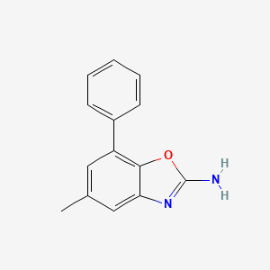 molecular formula C14H12N2O B13546307 5-Methyl-7-phenyl-1,3-benzoxazol-2-amine 