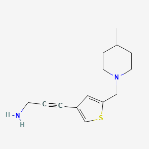 molecular formula C14H20N2S B13546362 3-(5-((4-Methylpiperidin-1-yl)methyl)thiophen-3-yl)prop-2-yn-1-amine 