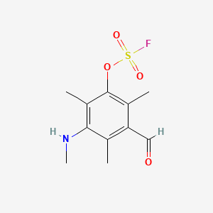 molecular formula C11H14FNO4S B13546706 3-Formyl-2,4,6-trimethyl-5-(methylamino)phenyl sulfurofluoridate 