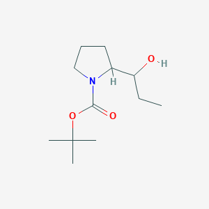 molecular formula C12H23NO3 B13547178 Tert-butyl 2-(1-hydroxypropyl)pyrrolidine-1-carboxylate 