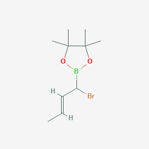 molecular formula C10H18BBrO2 B13547206 2-(1-Bromobut-2-en-1-yl)-4,4,5,5-tetramethyl-1,3,2-dioxaborolane 