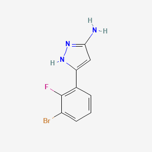 molecular formula C9H7BrFN3 B13547250 5-(3-bromo-2-fluorophenyl)-1H-pyrazol-3-amine 