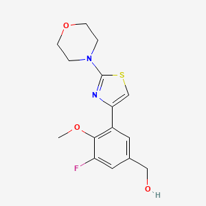 molecular formula C15H17FN2O3S B13547264 {3-Fluoro-4-methoxy-5-[2-(morpholin-4-yl)-1,3-thiazol-4-yl]phenyl}methanol 