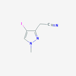 molecular formula C6H6IN3 B13547360 2-(4-iodo-1-methyl-1H-pyrazol-3-yl)acetonitrile 