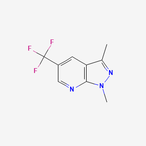 molecular formula C9H8F3N3 B13547424 1,3-dimethyl-5-(trifluoromethyl)-1H-pyrazolo[3,4-b]pyridine 