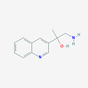 molecular formula C12H14N2O B13547429 1-Amino-2-(quinolin-3-yl)propan-2-ol 