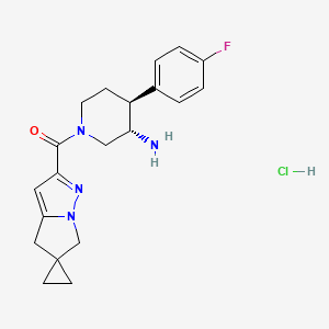 molecular formula C20H24ClFN4O B13547509 [(3S,4S)-3-amino-4-(4-fluorophenyl)piperidin-1-yl]-spiro[4,6-dihydropyrrolo[1,2-b]pyrazole-5,1'-cyclopropane]-2-ylmethanone;hydrochloride 