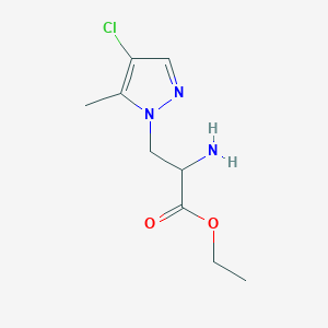 molecular formula C9H14ClN3O2 B13547571 Ethyl 2-amino-3-(4-chloro-5-methyl-1h-pyrazol-1-yl)propanoate 