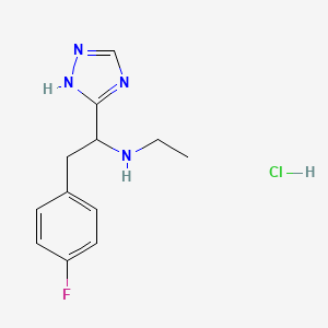 molecular formula C12H16ClFN4 B13547572 ethyl[2-(4-fluorophenyl)-1-(4H-1,2,4-triazol-3-yl)ethyl]aminehydrochloride 