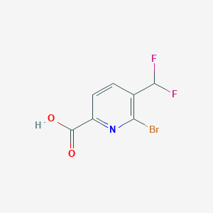 molecular formula C7H4BrF2NO2 B13547763 6-Bromo-5-(difluoromethyl)picolinic acid 