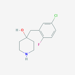 molecular formula C12H15ClFNO B13547846 4-(5-Chloro-2-fluorobenzyl)piperidin-4-ol 