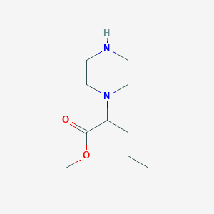 molecular formula C10H20N2O2 B13547854 Methyl 2-(piperazin-1-yl)pentanoate 