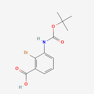 molecular formula C12H14BrNO4 B13547966 2-Bromo-3-((tert-butoxycarbonyl)amino)benzoic acid 