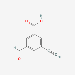 molecular formula C10H6O3 B13548061 3-Ethynyl-5-formylbenzoicacid 