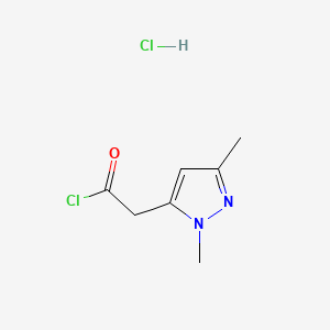 molecular formula C7H10Cl2N2O B13548117 2-(1,3-dimethyl-1H-pyrazol-5-yl)acetyl chloride hydrochloride 