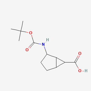 molecular formula C12H19NO4 B13548287 2-{[(tert-butoxy)carbonyl]amino}bicyclo[3.1.0]hexane-6-carboxylicacid,Mixtureofdiastereomers 