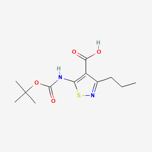 molecular formula C12H18N2O4S B13548387 5-{[(Tert-butoxy)carbonyl]amino}-3-propyl-1,2-thiazole-4-carboxylic acid 