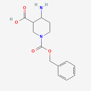 molecular formula C14H18N2O4 B13548451 4-Amino-1-((benzyloxy)carbonyl)piperidine-3-carboxylic acid 