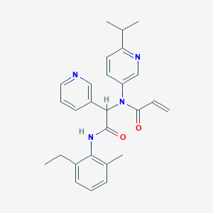 molecular formula C27H30N4O2 B13548560 N-{[(2-ethyl-6-methylphenyl)carbamoyl](pyridin-3-yl)methyl}-N-[6-(propan-2-yl)pyridin-3-yl]prop-2-enamide 