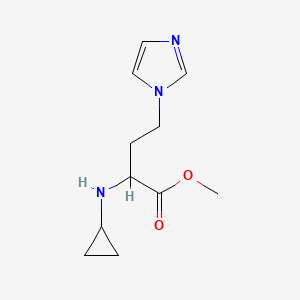 molecular formula C11H17N3O2 B13548774 Methyl 2-(cyclopropylamino)-4-(1h-imidazol-1-yl)butanoate 