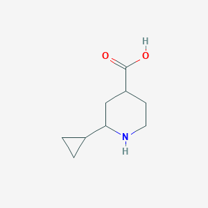 molecular formula C9H15NO2 B13548825 2-Cyclopropylpiperidine-4-carboxylic acid 