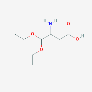 molecular formula C8H17NO4 B13548927 3-Amino-4,4-diethoxybutanoic acid 