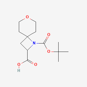 molecular formula C13H21NO5 B13549164 1-[(Tert-butoxy)carbonyl]-7-oxa-1-azaspiro[3.5]nonane-2-carboxylicacid 