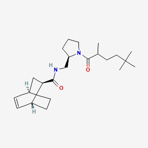 molecular formula C23H38N2O2 B13549443 (1RS,2RS,4RS)-N-{[(2R)-1-(2,5,5-trimethylhexanoyl)pyrrolidin-2-yl]methyl}bicyclo[2.2.2]oct-5-ene-2-carboxamide 