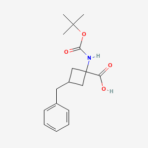 molecular formula C17H23NO4 B13549645 3-Benzyl-1-{[(tert-butoxy)carbonyl]amino}cyclobutane-1-carboxylicacid 