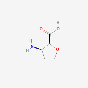 molecular formula C5H9NO3 B13549714 rac-(2R,3S)-3-aminooxolane-2-carboxylic acid 