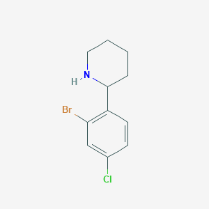 molecular formula C11H13BrClN B13549825 2-(2-Bromo-4-chlorophenyl)piperidine 