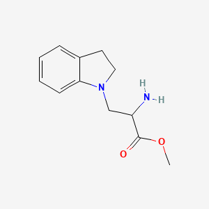 molecular formula C12H16N2O2 B13550428 Methyl 2-amino-3-(indolin-1-yl)propanoate 