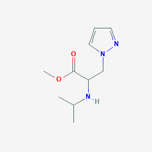 molecular formula C10H17N3O2 B13550547 Methyl 2-(isopropylamino)-3-(1h-pyrazol-1-yl)propanoate 