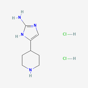 molecular formula C8H16Cl2N4 B13550596 5-(piperidin-4-yl)-1H-imidazol-2-aminedihydrochloride 