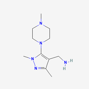 molecular formula C11H21N5 B13550630 [1,3-dimethyl-5-(4-methylpiperazin-1-yl)-1H-pyrazol-4-yl]methanamine 