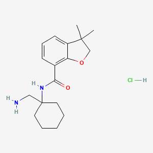 molecular formula C18H27ClN2O2 B13551885 N-[1-(aminomethyl)cyclohexyl]-3,3-dimethyl-2H-1-benzofuran-7-carboxamide;hydrochloride 