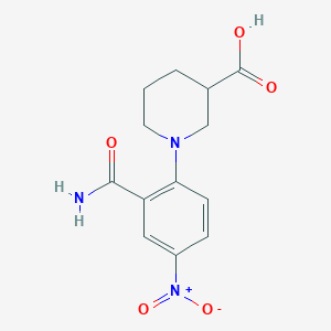 molecular formula C13H15N3O5 B13551931 1-(2-Carbamoyl-4-nitrophenyl)piperidine-3-carboxylicacid 