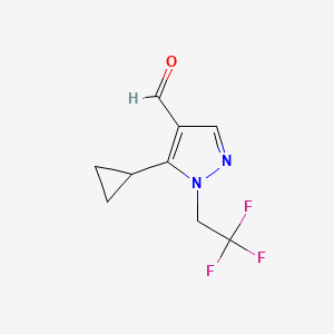 molecular formula C9H9F3N2O B13552071 5-cyclopropyl-1-(2,2,2-trifluoroethyl)-1H-pyrazole-4-carbaldehyde 