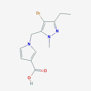 molecular formula C12H14BrN3O2 B13552145 1-[(4-bromo-3-ethyl-1-methyl-1H-pyrazol-5-yl)methyl]-1H-pyrrole-3-carboxylicacid 