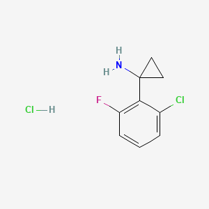 molecular formula C9H10Cl2FN B13552157 1-(2-Chloro-6-fluorophenyl)cyclopropan-1-aminehydrochloride 