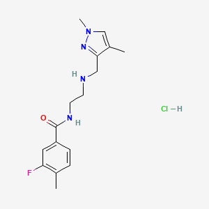 molecular formula C16H22ClFN4O B13552204 N-(2-{[(1,4-dimethyl-1H-pyrazol-3-yl)methyl]amino}ethyl)-3-fluoro-4-methylbenzamide hydrochloride 