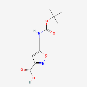 molecular formula C12H18N2O5 B13552442 5-(2-{[(Tert-butoxy)carbonyl]amino}propan-2-yl)-1,2-oxazole-3-carboxylicacid 