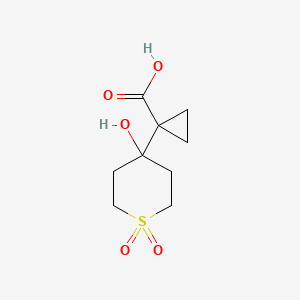 molecular formula C9H14O5S B13552475 1-(4-Hydroxy-1,1-dioxo-1lambda6-thian-4-yl)cyclopropane-1-carboxylicacid 