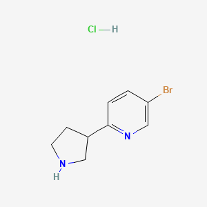 molecular formula C9H12BrClN2 B13552483 5-Bromo-2-(pyrrolidin-3-yl)pyridine hydrochloride 