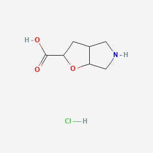 molecular formula C7H12ClNO3 B13552605 hexahydro-2H-furo[2,3-c]pyrrole-2-carboxylicacidhydrochloride,Mixtureofdiastereomers 