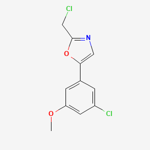 molecular formula C11H9Cl2NO2 B13553014 5-(3-Chloro-5-methoxyphenyl)-2-(chloromethyl)-1,3-oxazole 