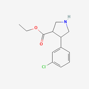 molecular formula C13H16ClNO2 B13553065 Ethyl 4-(3-chlorophenyl)pyrrolidine-3-carboxylate 