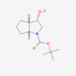 molecular formula C12H21NO3 B13553086 rac-tert-butyl (3R,3aR,6aS)-3-hydroxy-octahydrocyclopenta[b]pyrrole-1-carboxylate 