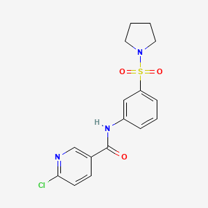 molecular formula C16H16ClN3O3S B13553120 6-chloro-N-(3-pyrrolidin-1-ylsulfonylphenyl)pyridine-3-carboxamide CAS No. 775317-45-8